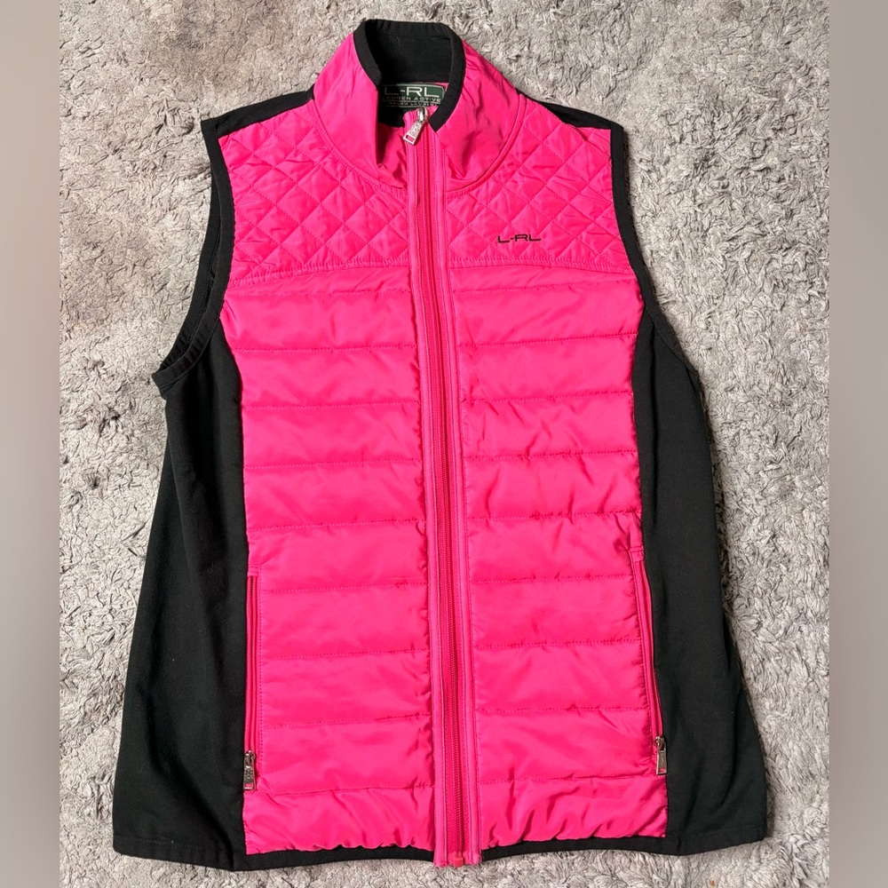 💕L- RL Lauren Active Ralph Lauren Quilted Trim Vest Womens
Pink / Black
Size L
